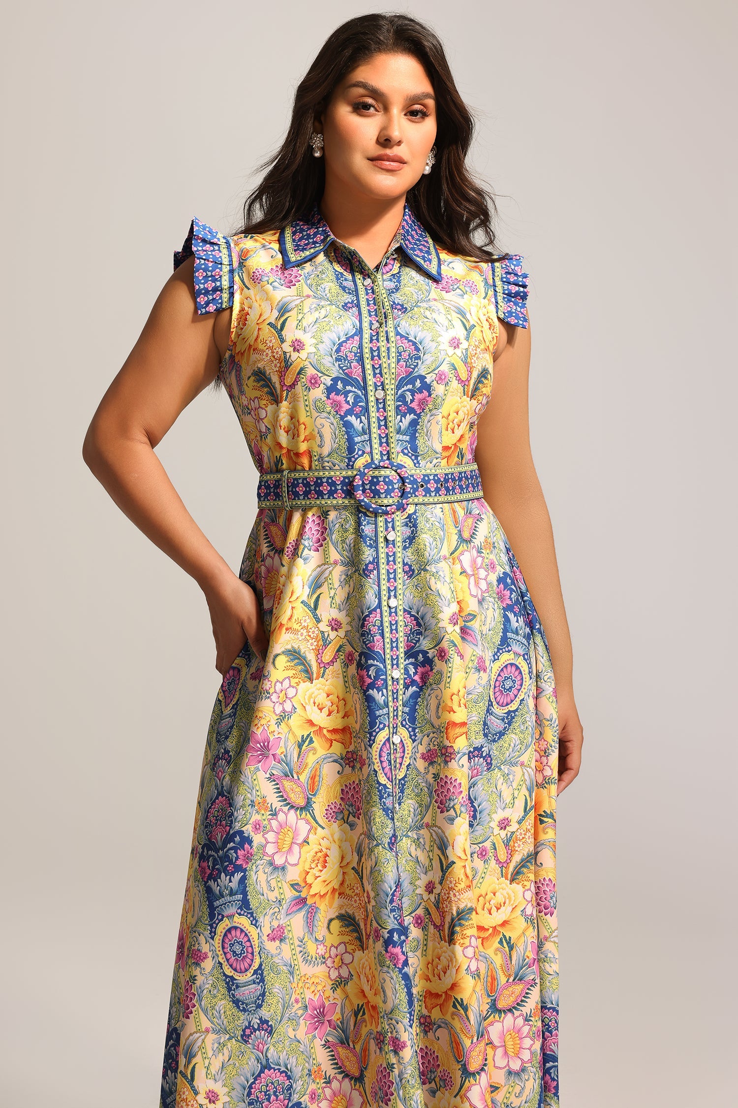 Naida Floral Printed Sleeveless Maxi Dress C250300303-FLORAL