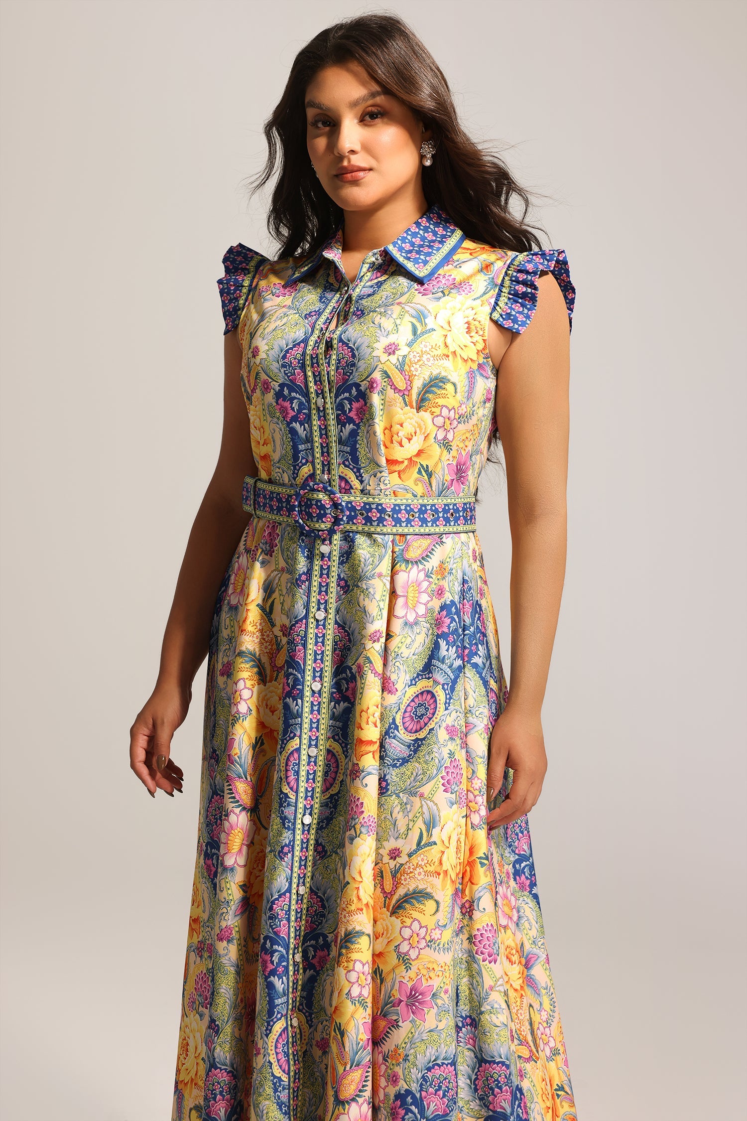 Naida Floral Printed Sleeveless Maxi Dress C250300303-FLORAL
