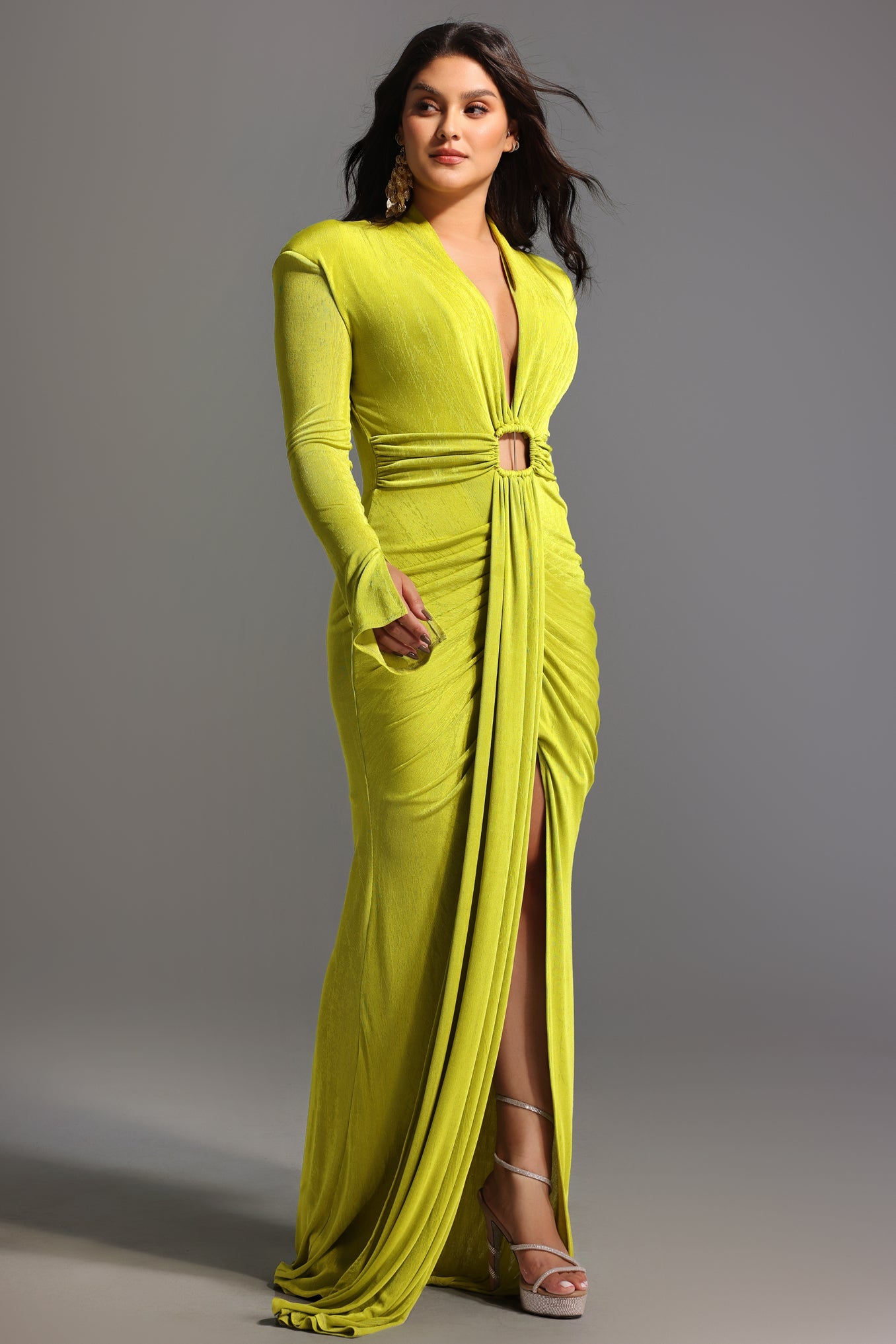 Naomi V-neck Long Sleeves Maxi Dress D241001464