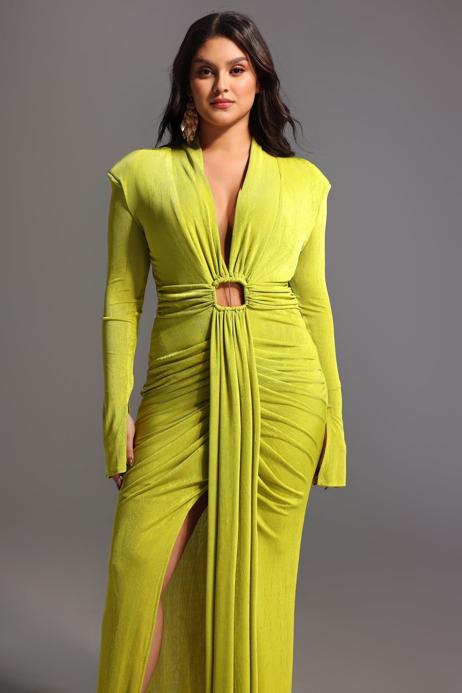 Naomi V-neck Long Sleeves Maxi Dress D241001464