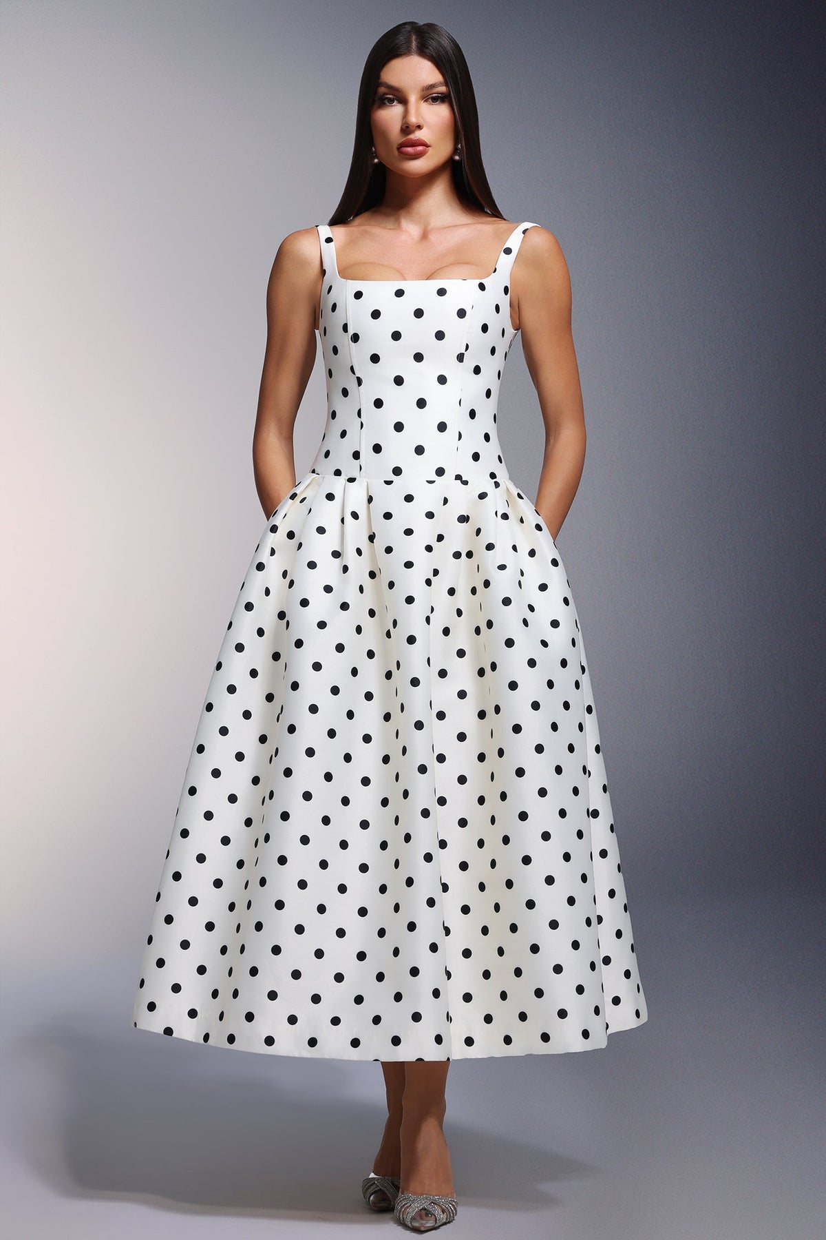 Zada Sleeveless Wave Point Maxi Dress D250501544