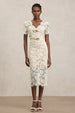 Maisie V-Neck Short Sleeves Bowknot Lace Midi Dress by Bella Barnett