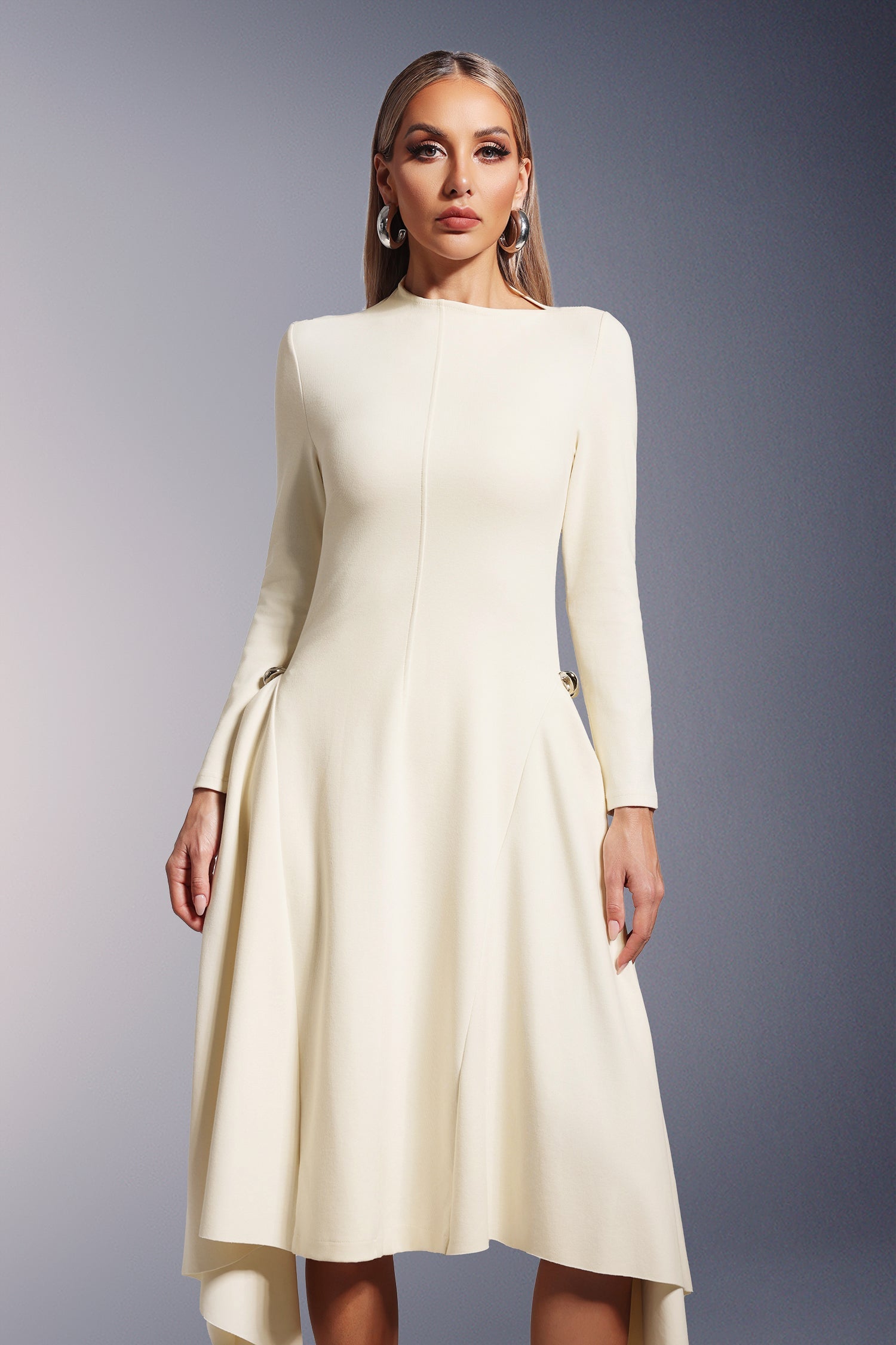 Sylvia Long Sleeves  Midi Dress D250601352