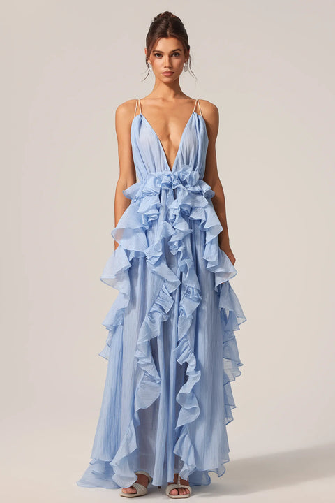 Quincy Sleeveless Backless Folds Maxi Dress by Bella Barnett