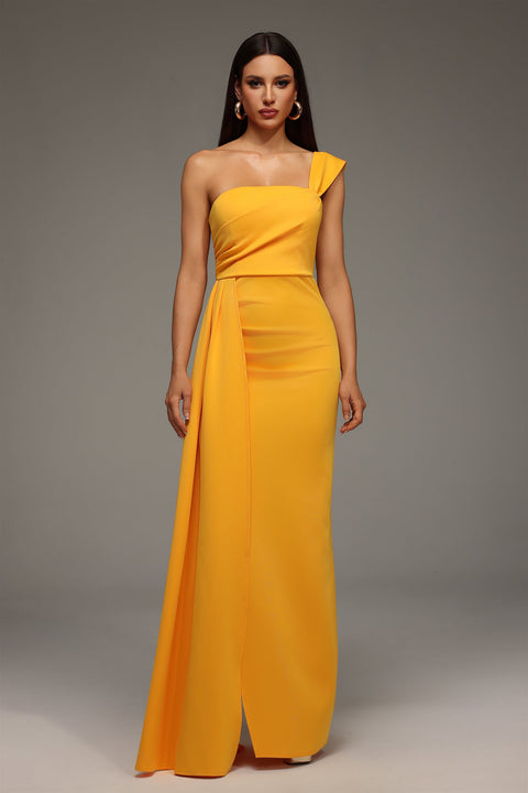 Olapa One Shoulder Slit Maxi Dress by Bella Barnett