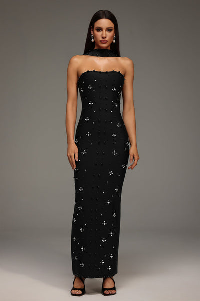 Nesya Sleeveless Pearl Bandage Maxi Dress by Bella Barnett