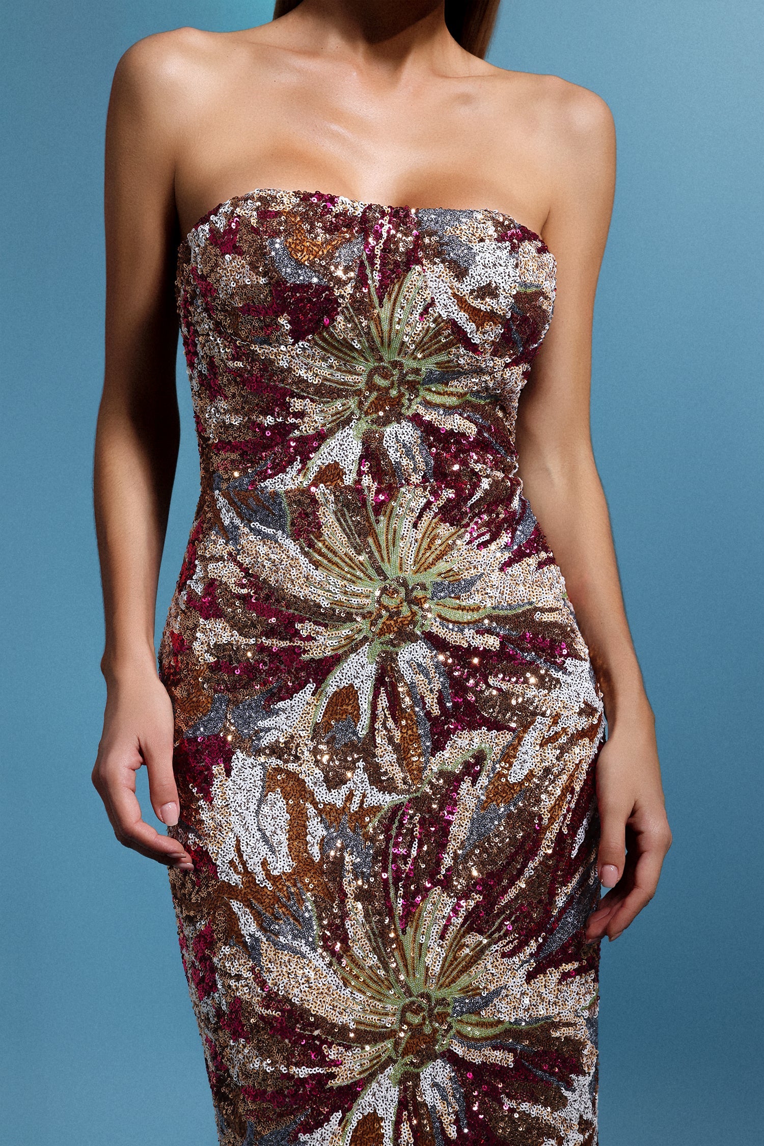 Locia Sleeveless Sequins Maxi Dress D250701357-FLORAL