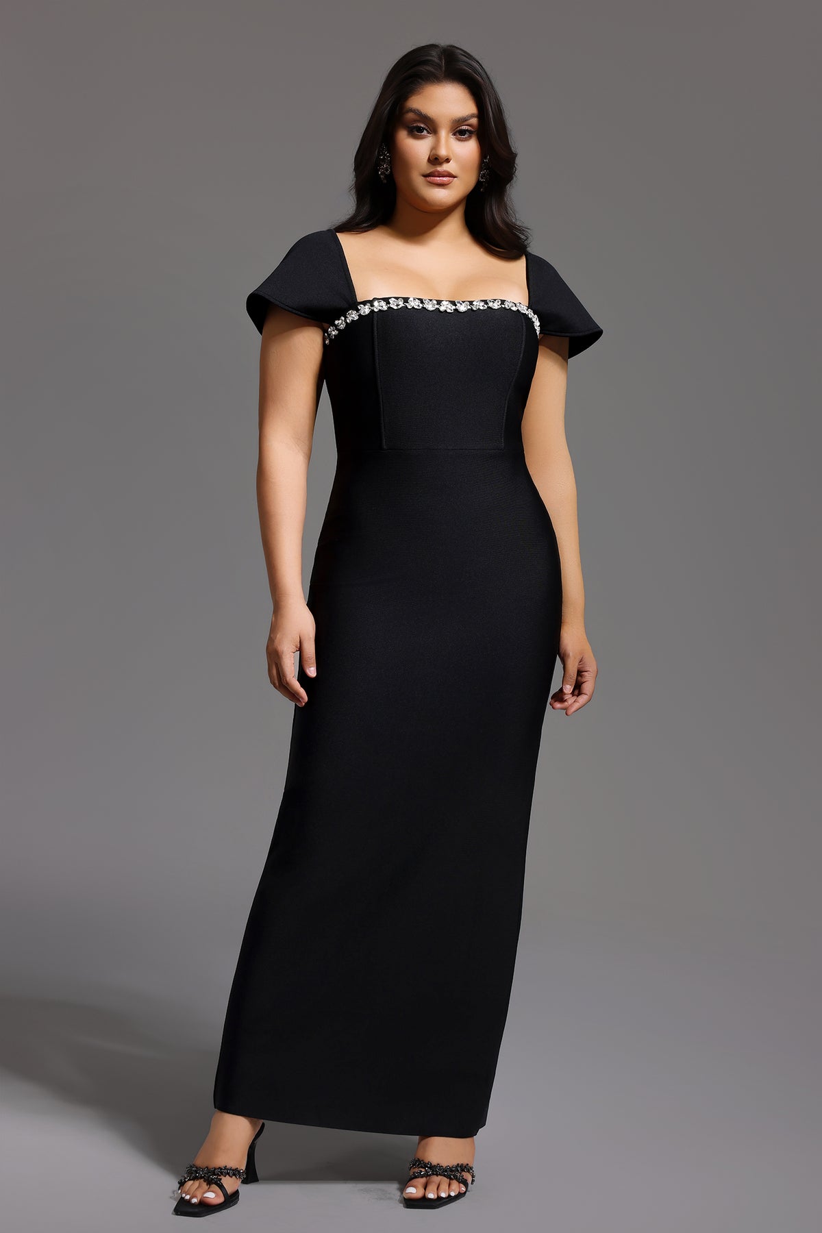 Romelle Short Sleeve Diamond Bandage Maxi Dress D250401435