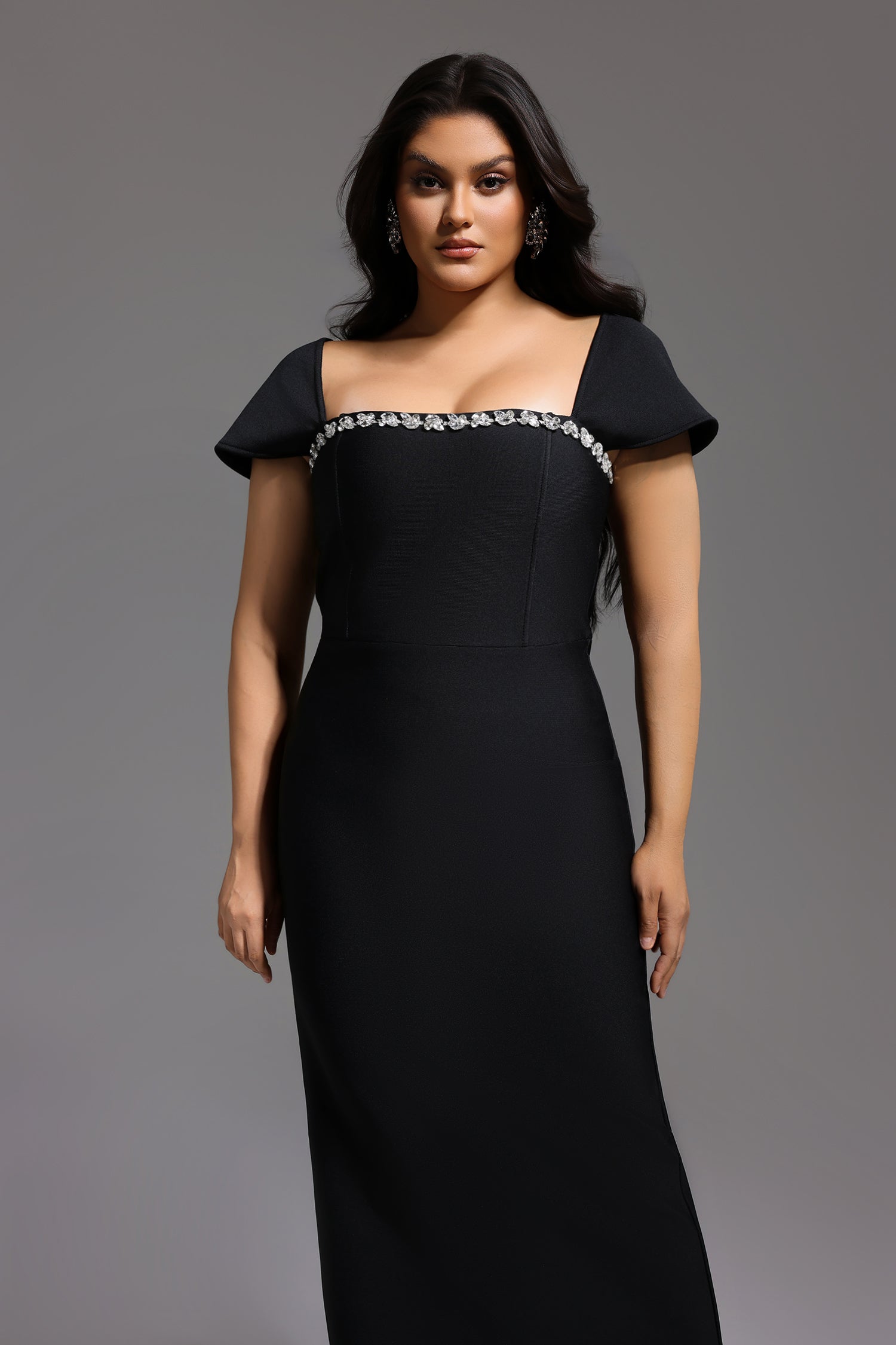 Romelle Short Sleeve Diamond Bandage Maxi Dress D250401435