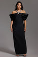 Sloan Halter Diamond Off-The-Shoulder Bandage Maxi Dress by Bella Barnett