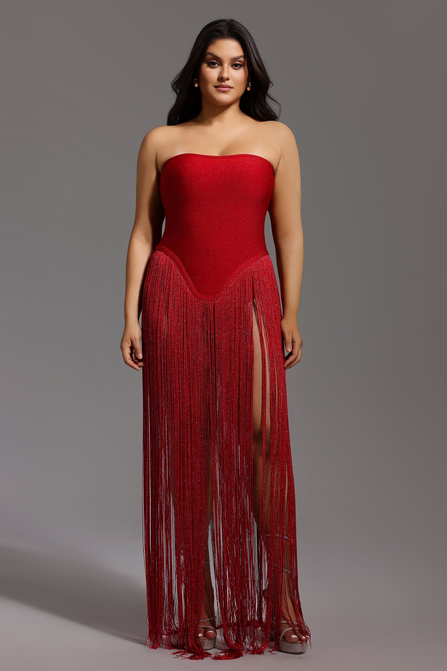 Valentina Strapless Fringe Dress D240500121