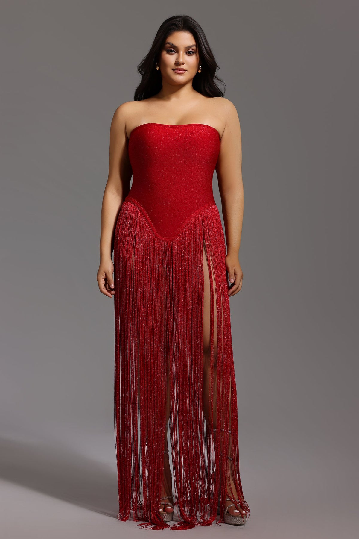 Valentina Strapless Fringe Dress D240500121