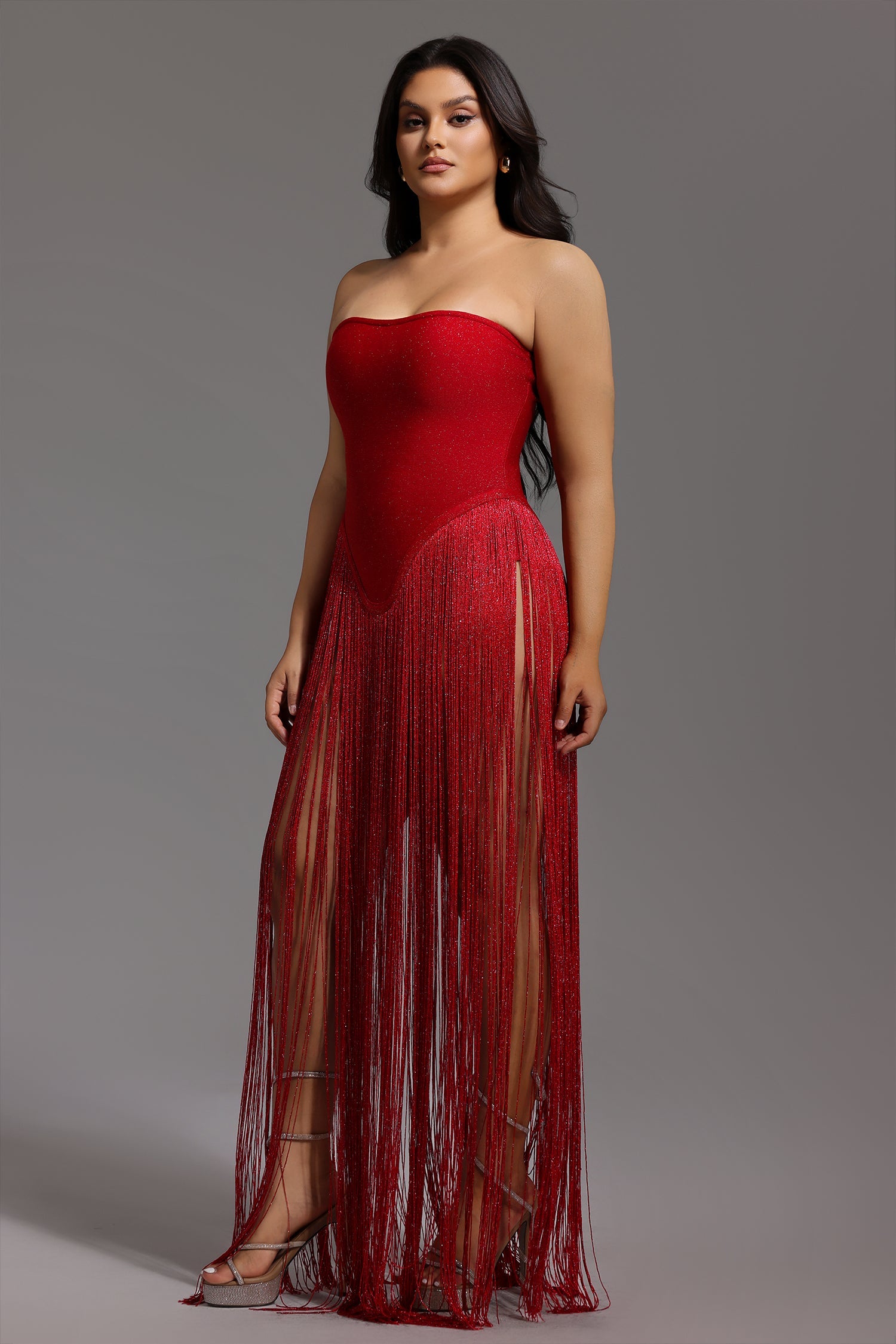 Valentina Strapless Fringe Dress D240500121