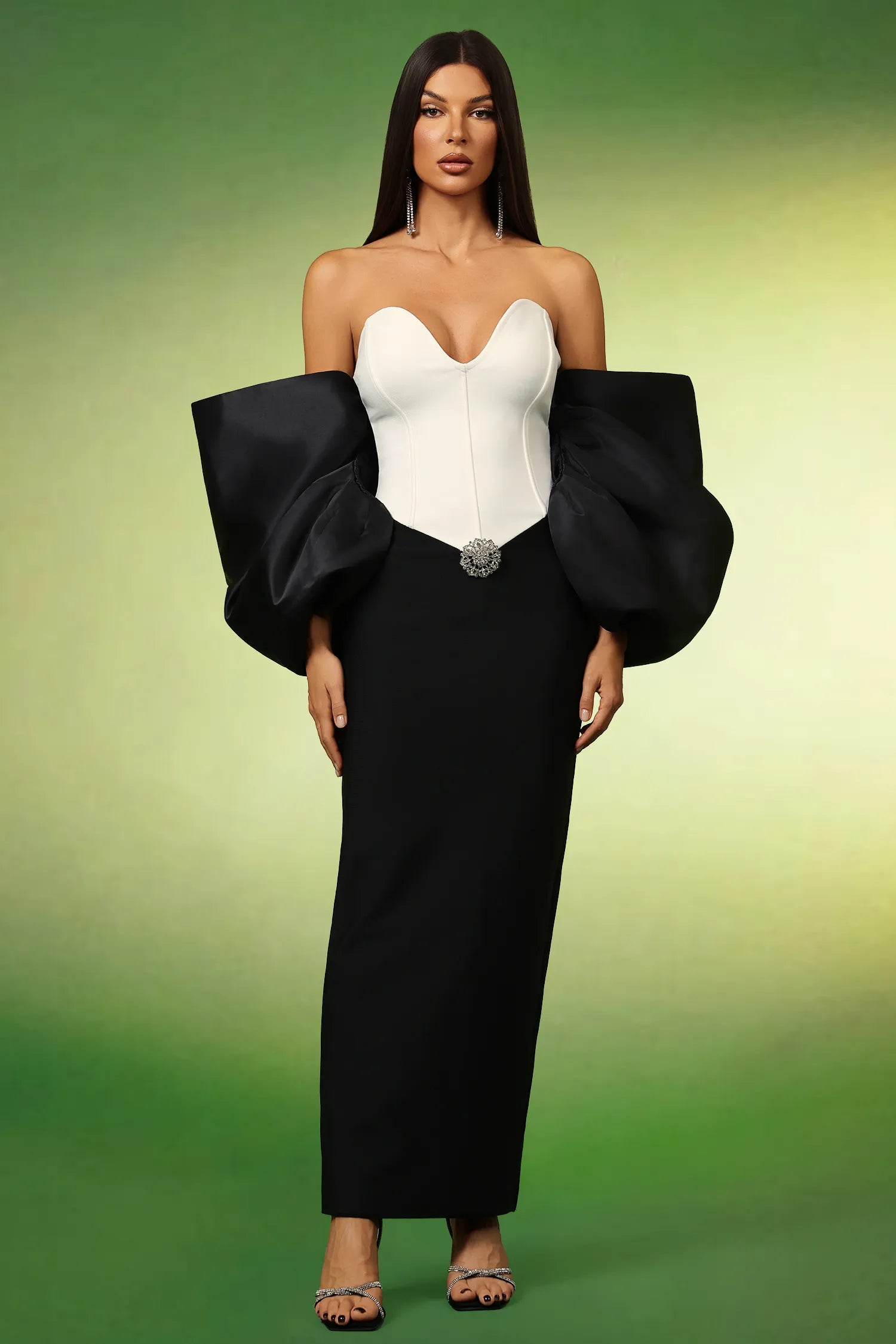 Fabiola Sleeveless Bow Bandage Maxi Dress D250702402