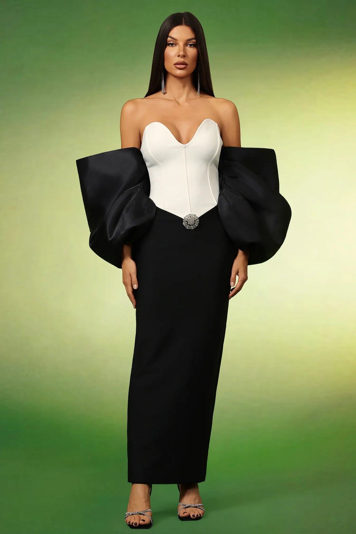 Fabiola Sleeveless Bow Bandage Maxi Dress D250702402