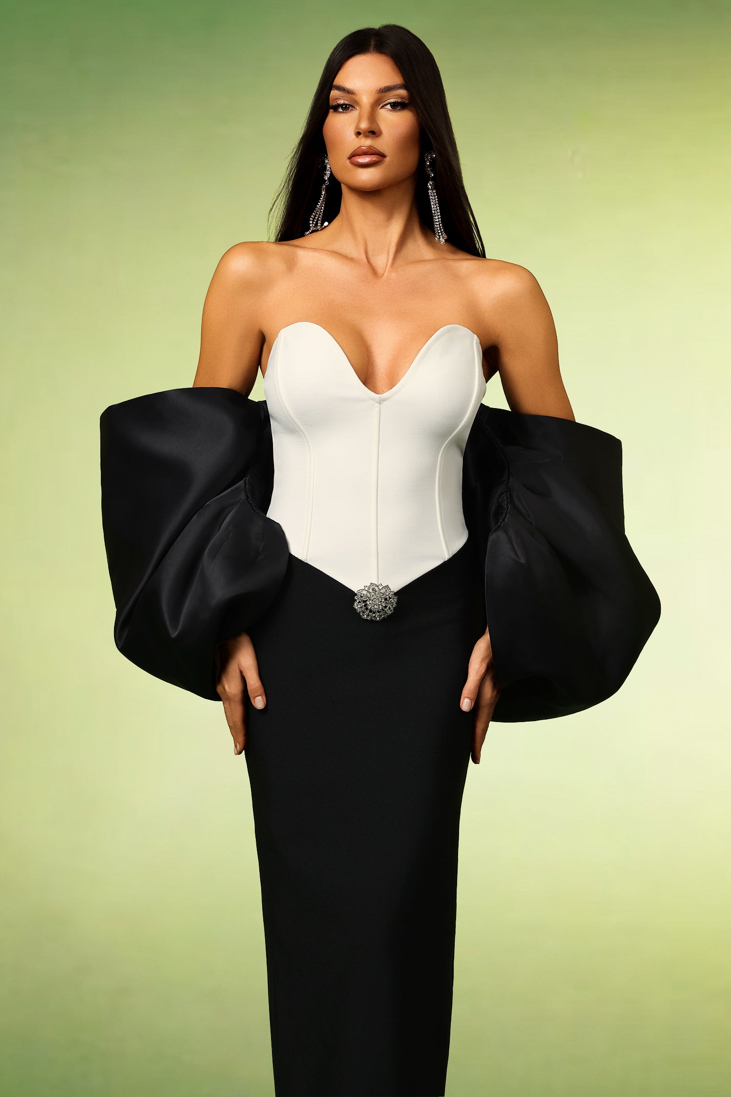 Fabiola Sleeveless Bow Bandage Maxi Dress D250702402