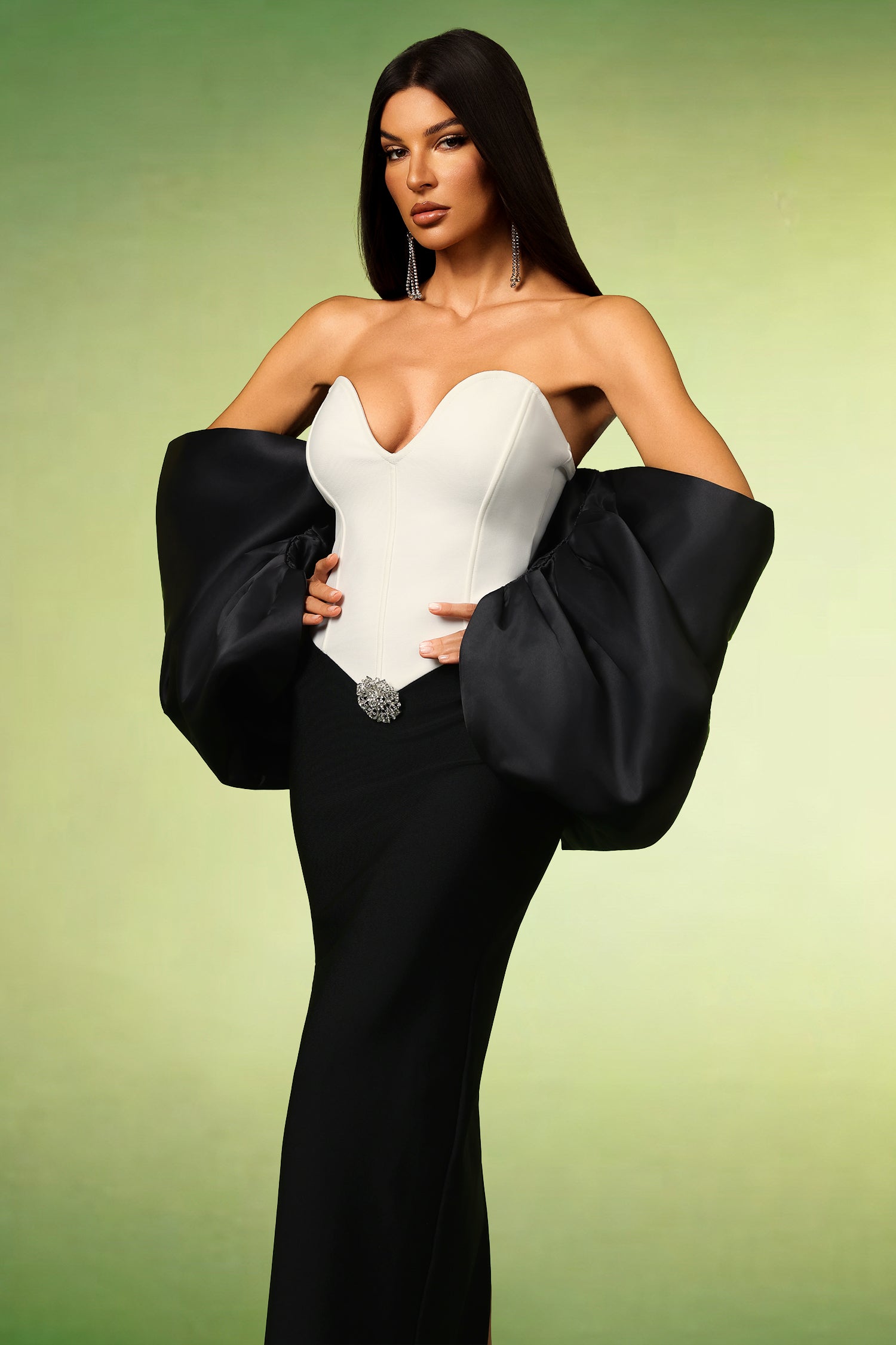 Fabiola Sleeveless Bow Bandage Maxi Dress D250702402