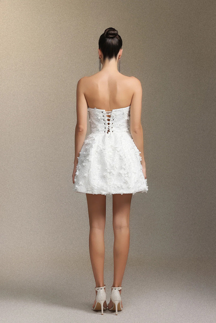 Yamaly Beaded V-neck Strapless Mini Skirt W250704202