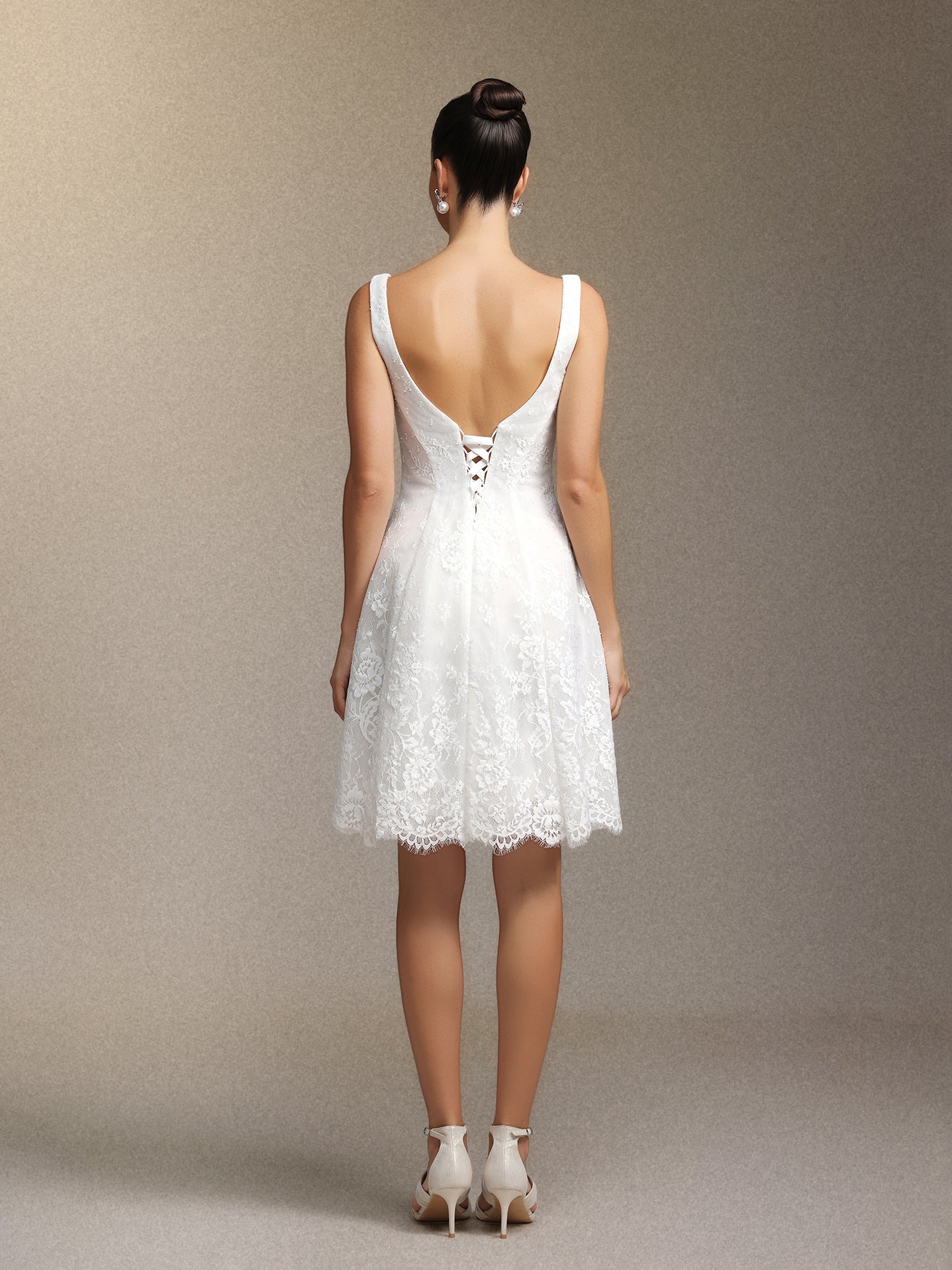 Tutuni Lace Square-neck Halter Mini Dress W250706346