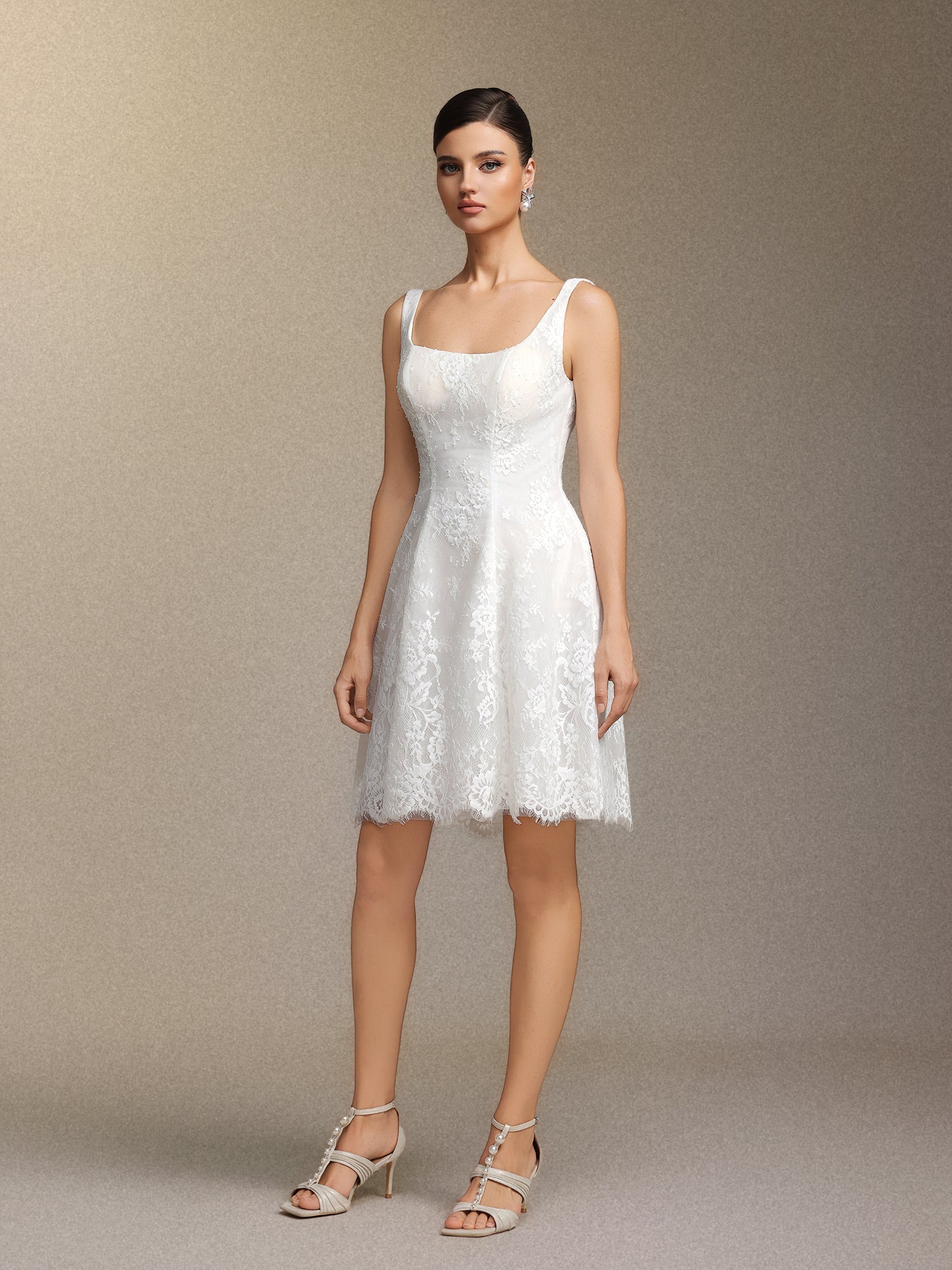 Tutuni Lace Square-neck Halter Mini Dress W250706346
