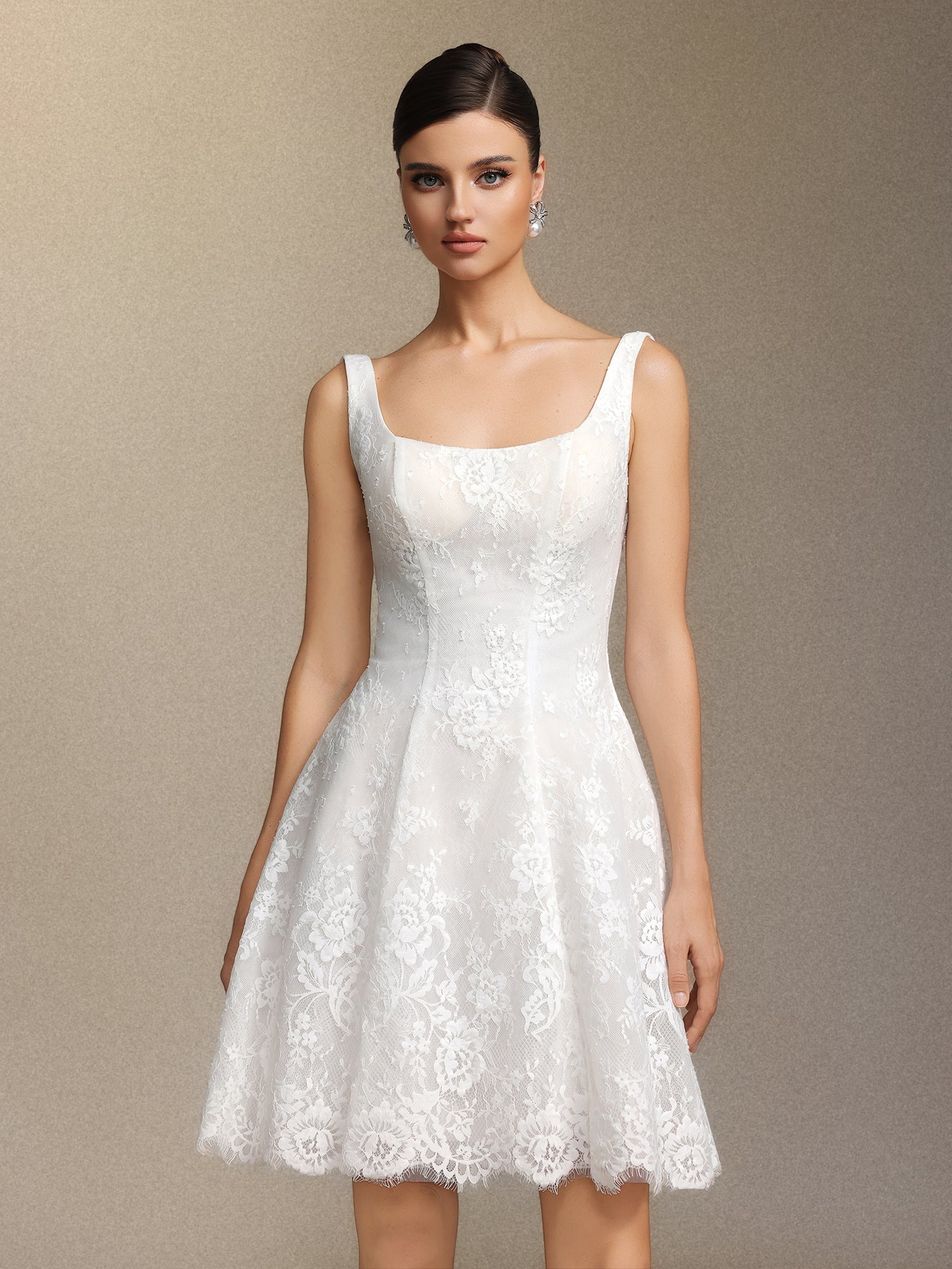 Tutuni Lace Square-neck Halter Mini Dress W250706346