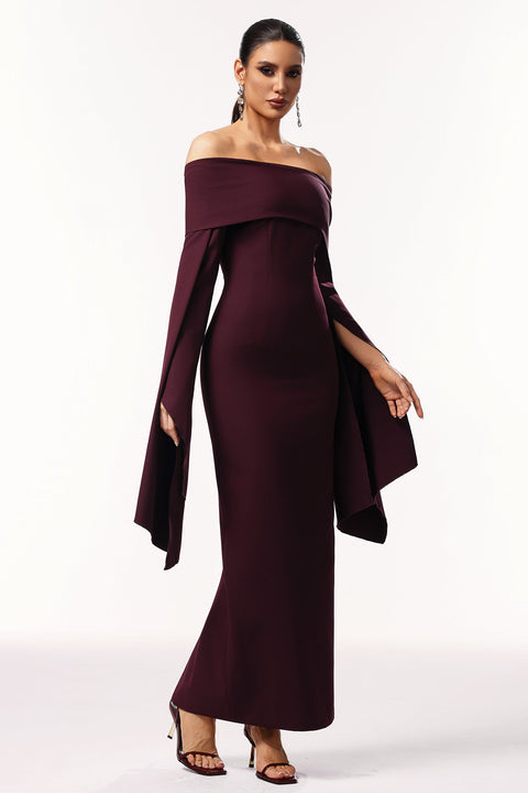 Zaria Off The Shoulder Long Sleeves Maxi Dress by Bella Barnett