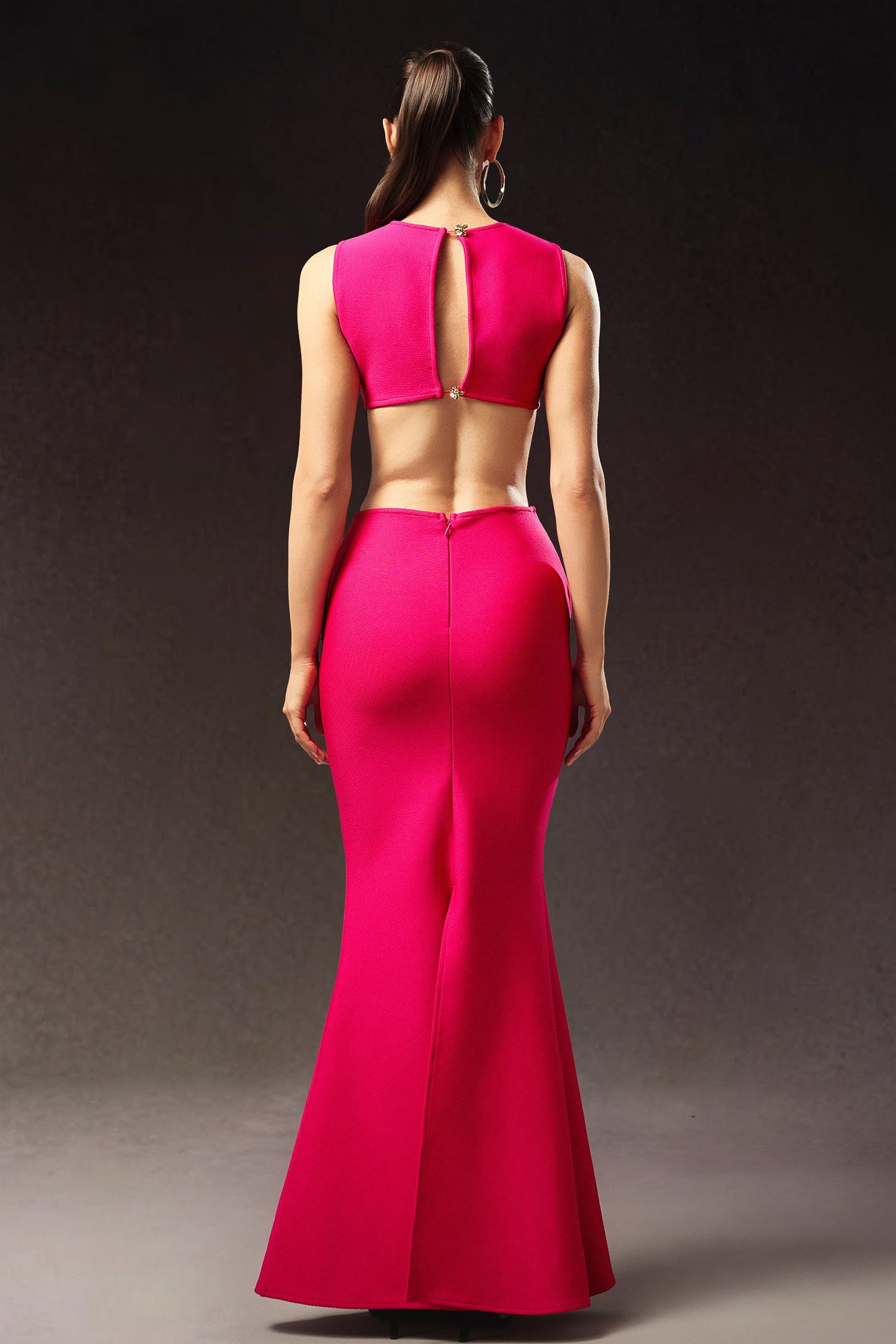 Tinnie Sleeveless Hollow Out Ribbon Bandage Maxi Dress D250704302