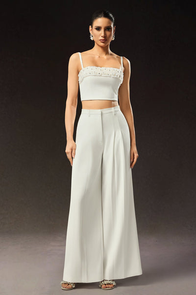 White - Zaysha Sleeveless Diamond Flower Maxi Two-Piece Set by Bella Barnett