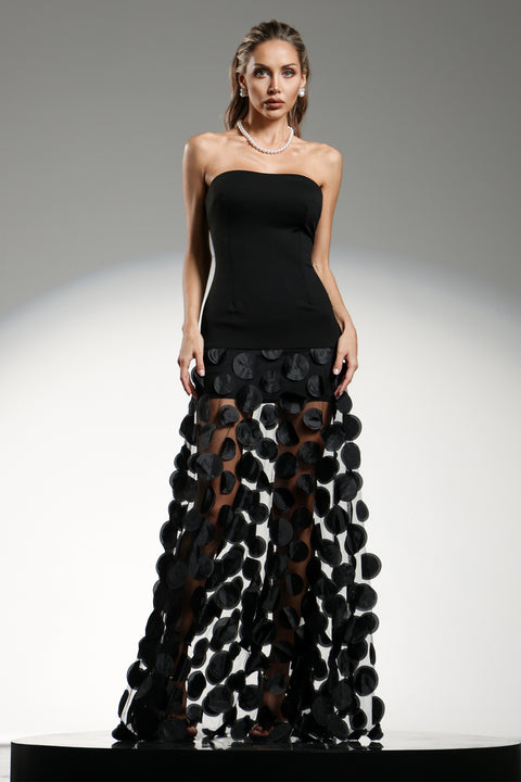 Falzer Sleeveless Netting Wafer Maxi Dress by Bella Barnett