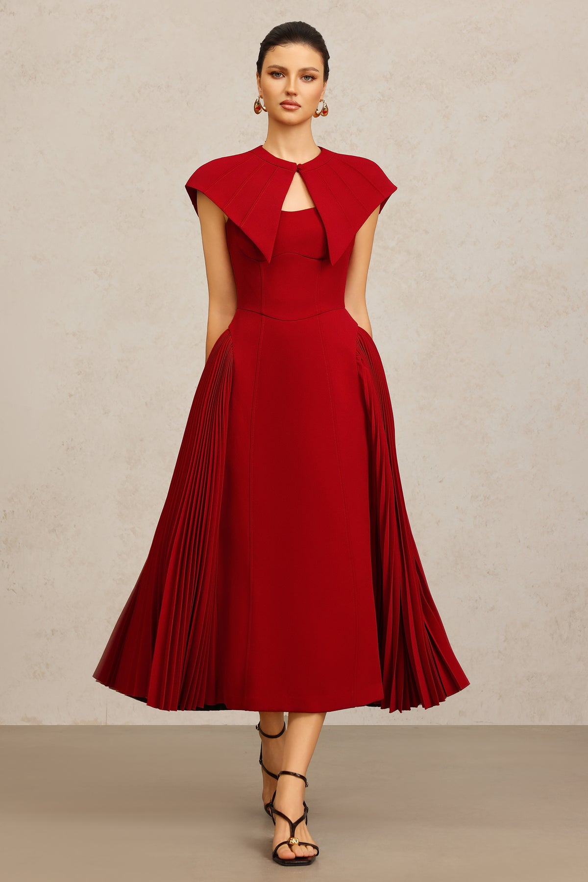 Verna Halter Folds Maxi Dress C250800012