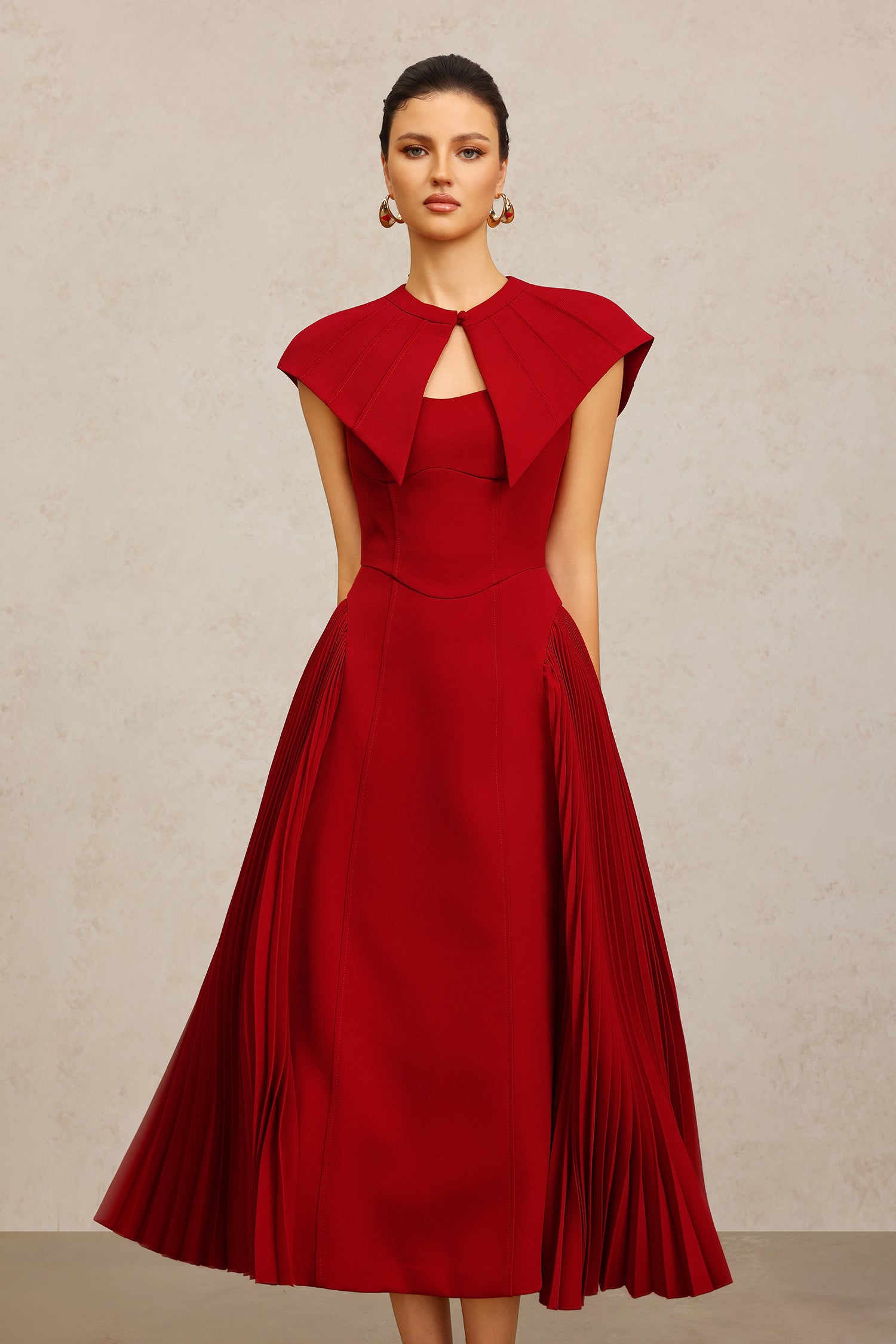 Verna Halter Folds Maxi Dress C250800012