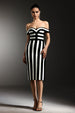 Perly Off The Shoulder Sleeveless Stripes Slit Bandage Midi Dress by Bella Barnett