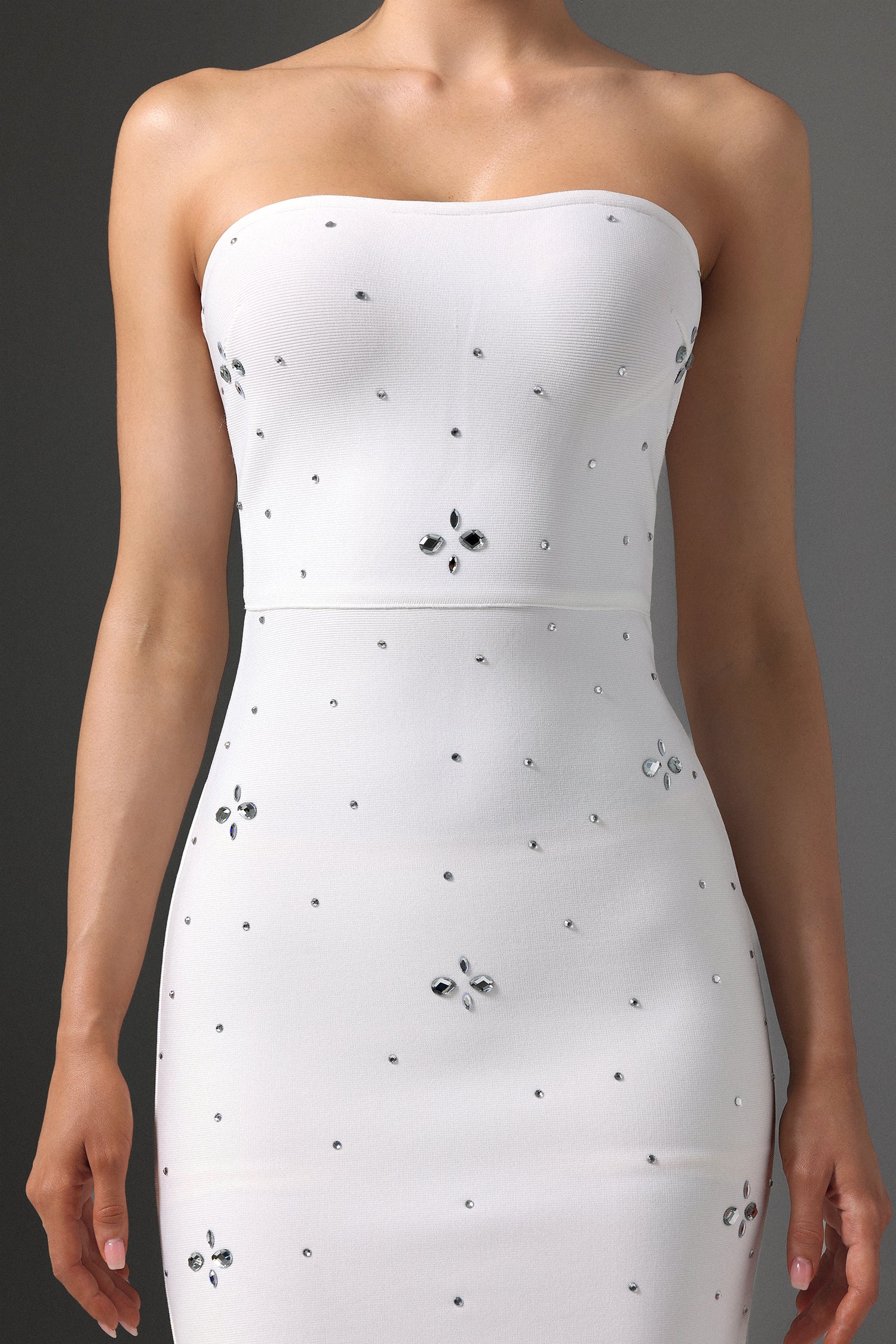 Xacier Strapless Rhinestone Bandage Maxi Dress D250901225