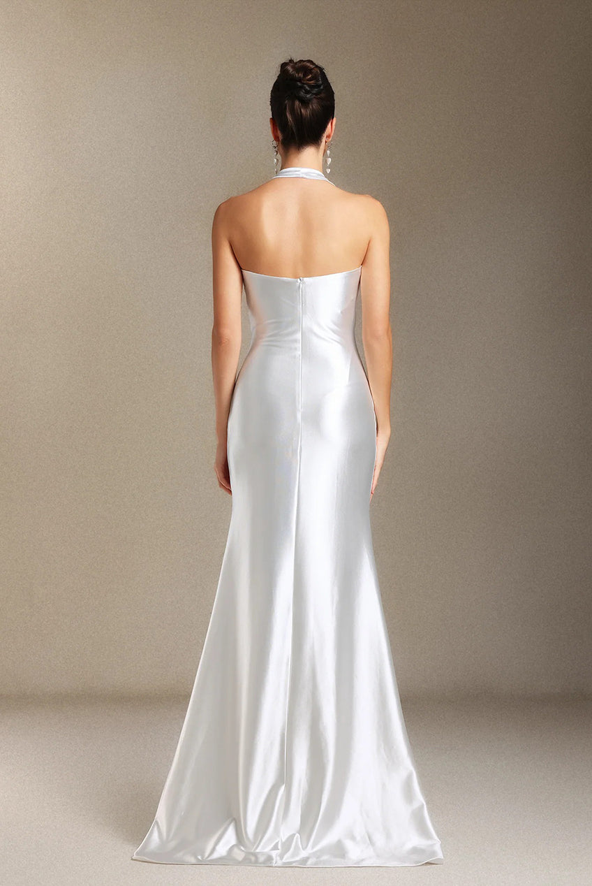 Loretta Hanging Neck Fold Backless Maxi Formal Dress W250600101