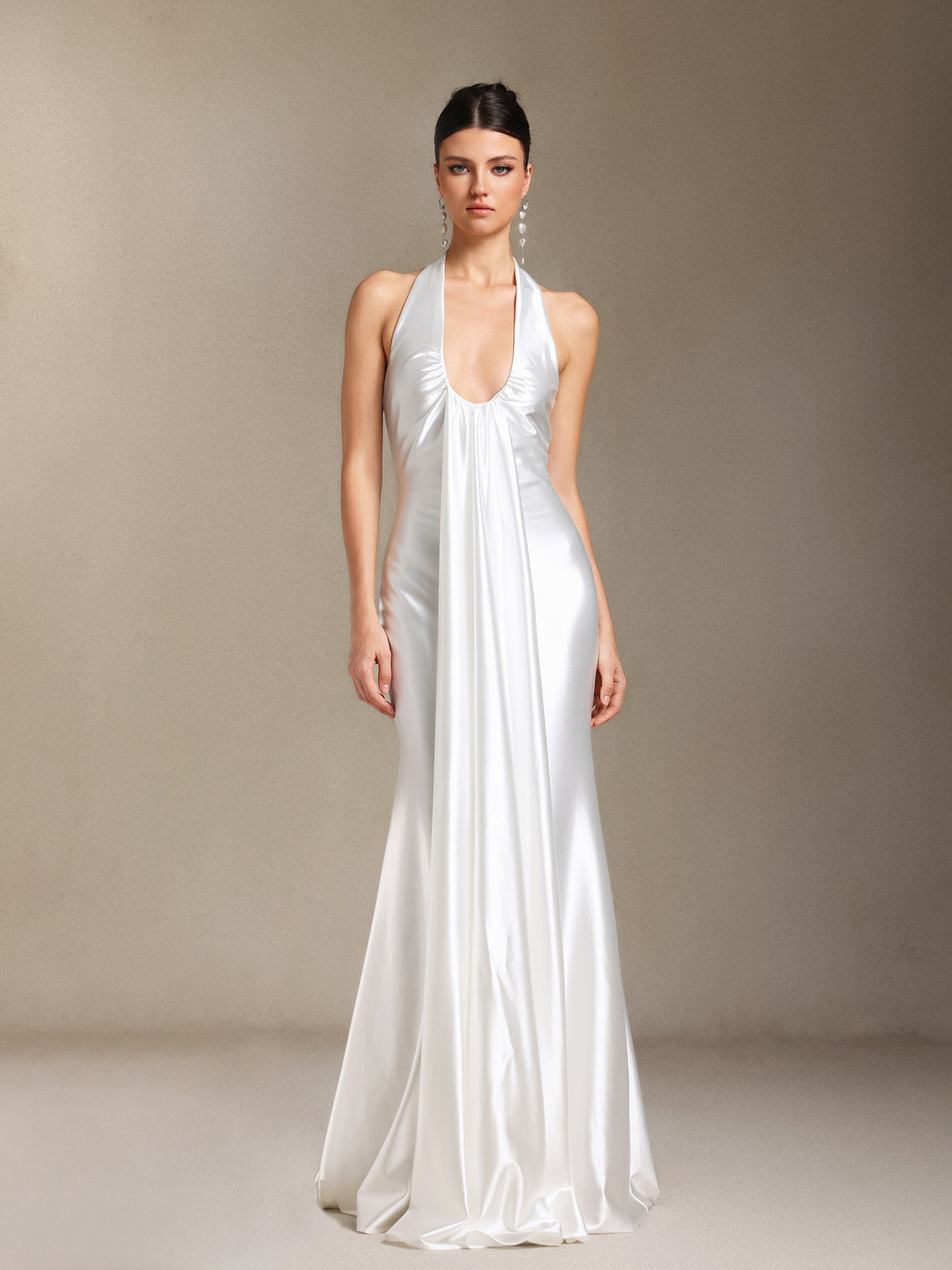 Loretta Hanging Neck Fold Backless Maxi Formal Dress W250600101