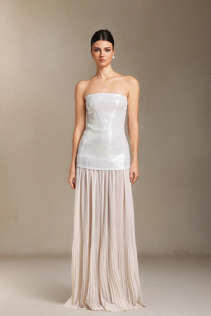 Vafa Chest Smearing Sequins Chiffon Maxi Formal Dress W250901202