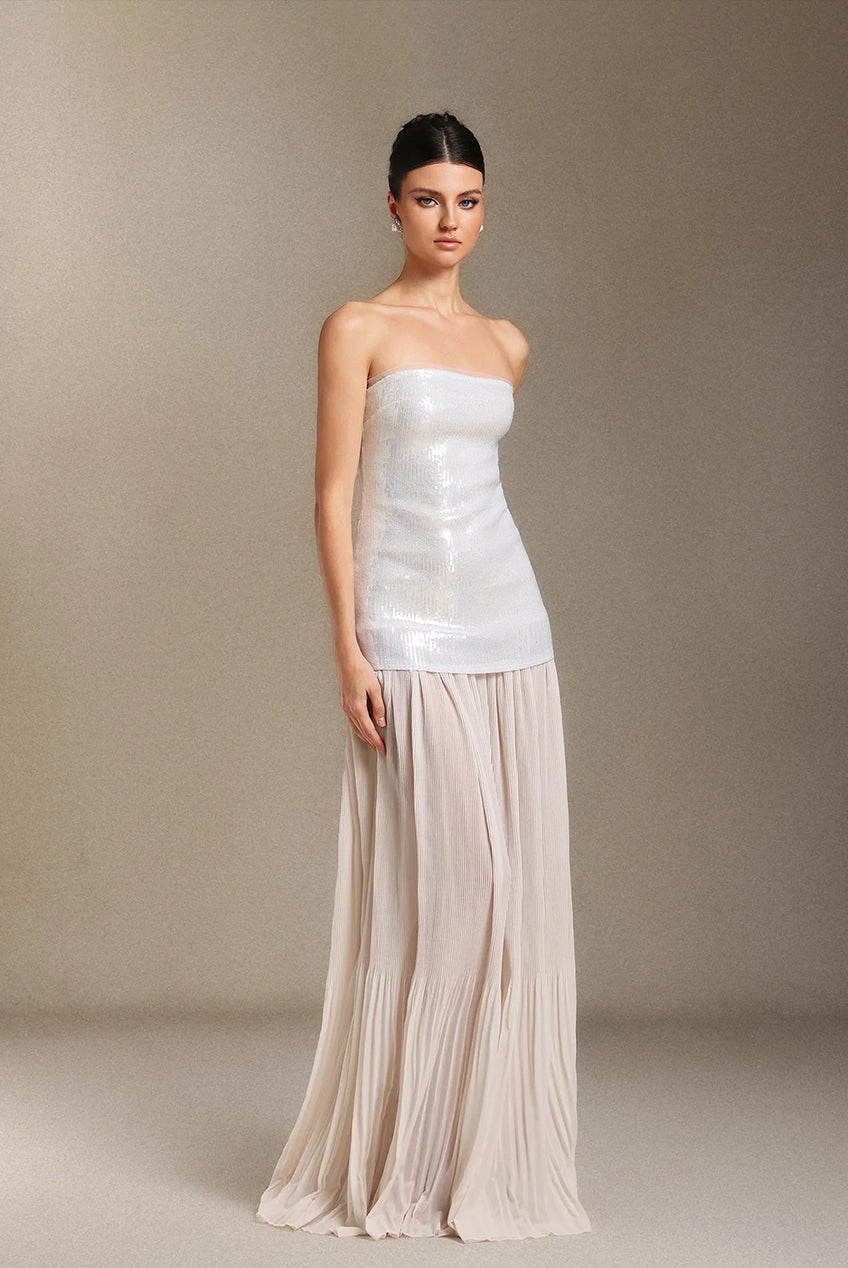 Vafa Chest Smearing Sequins Chiffon Maxi Formal Dress W250901202