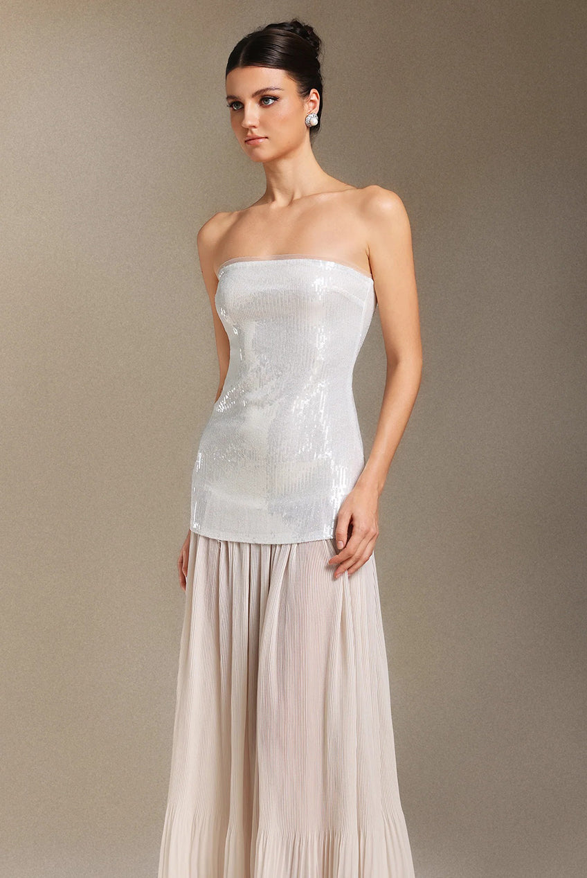 Vafa Chest Smearing Sequins Chiffon Maxi Formal Dress W250901202