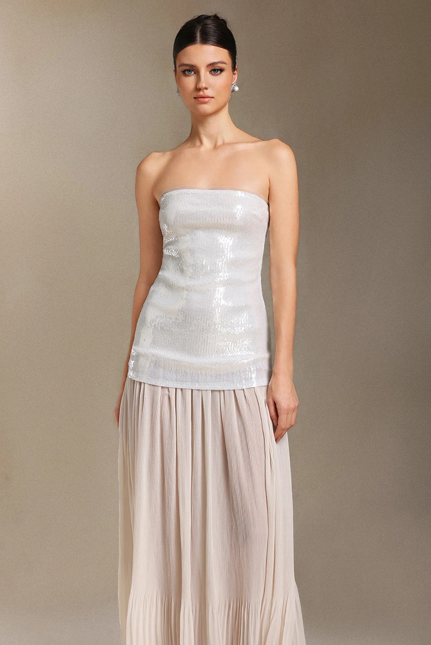 Vafa Chest Smearing Sequins Chiffon Maxi Formal Dress W250901202