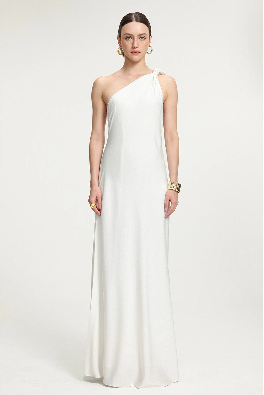 Tie Shoulder Satin Maxi Dress R2509DT057