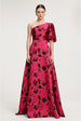 Floral Printed One Shoulder Satin Maxi Dress by Skye&Iris
