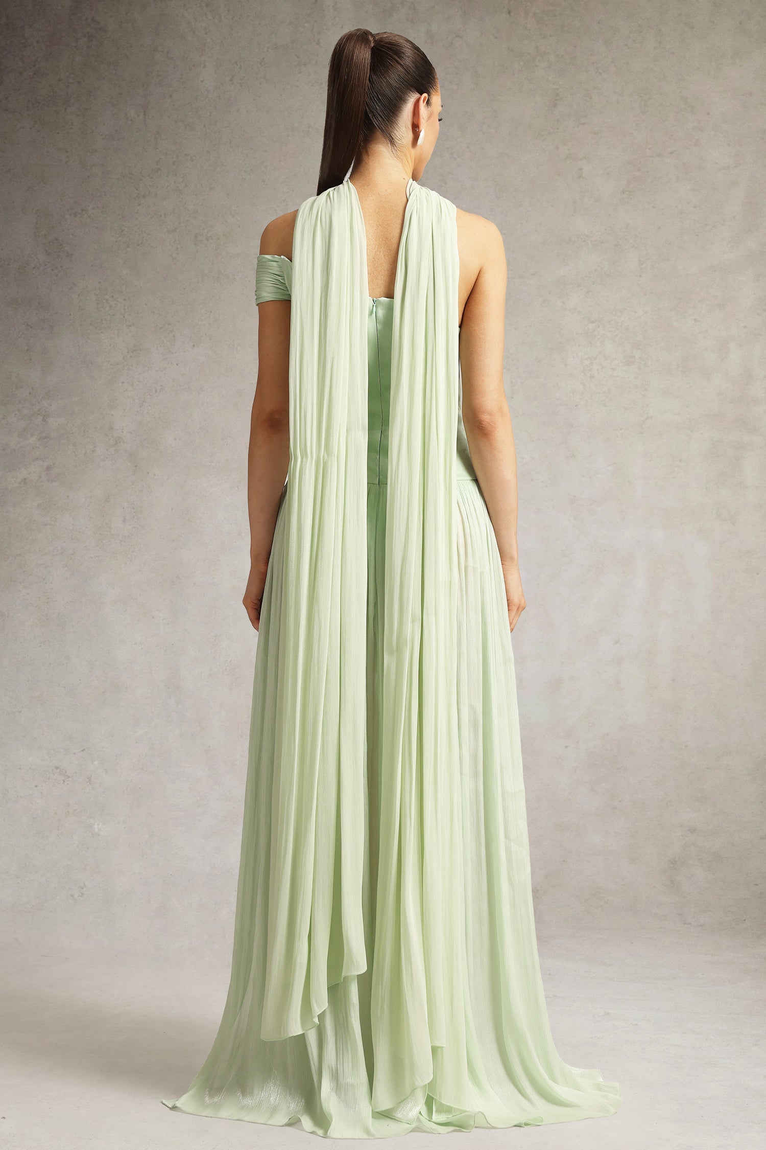 Mellies One Shoulder Floral Ruched High Slit Maxi Dress D250803101