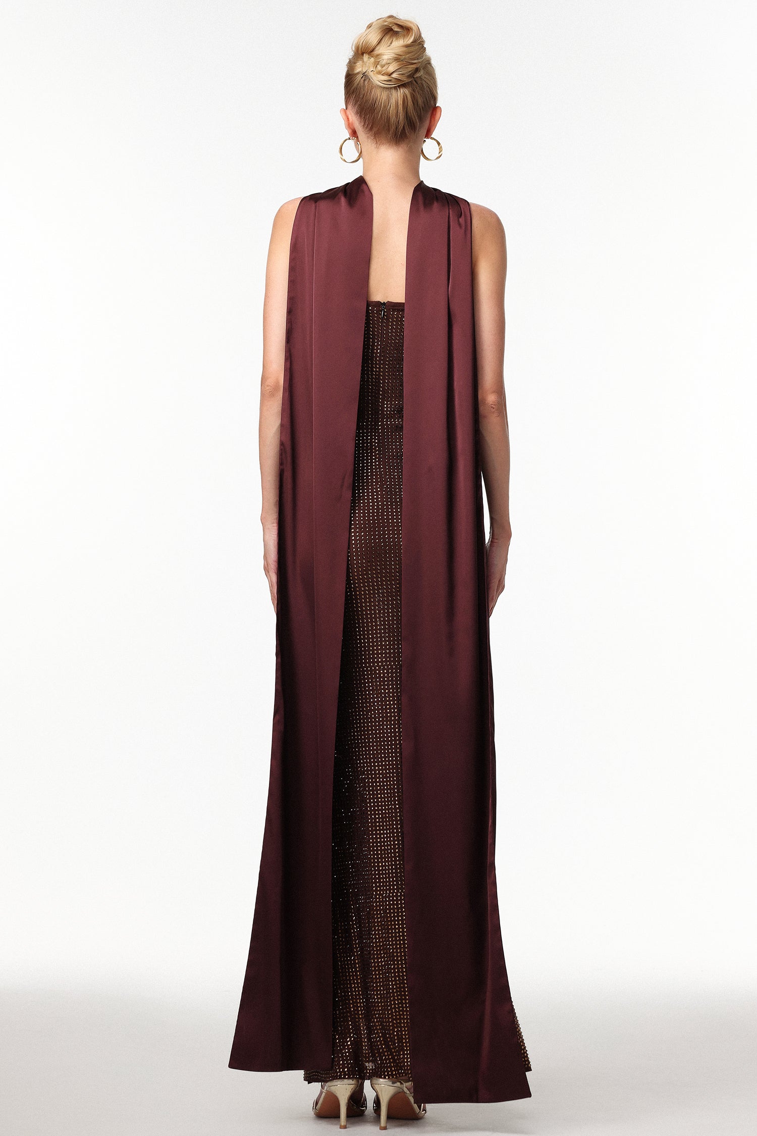 Zainab Elegant Contour Rhinestone Knit Maxi Dress D250905302