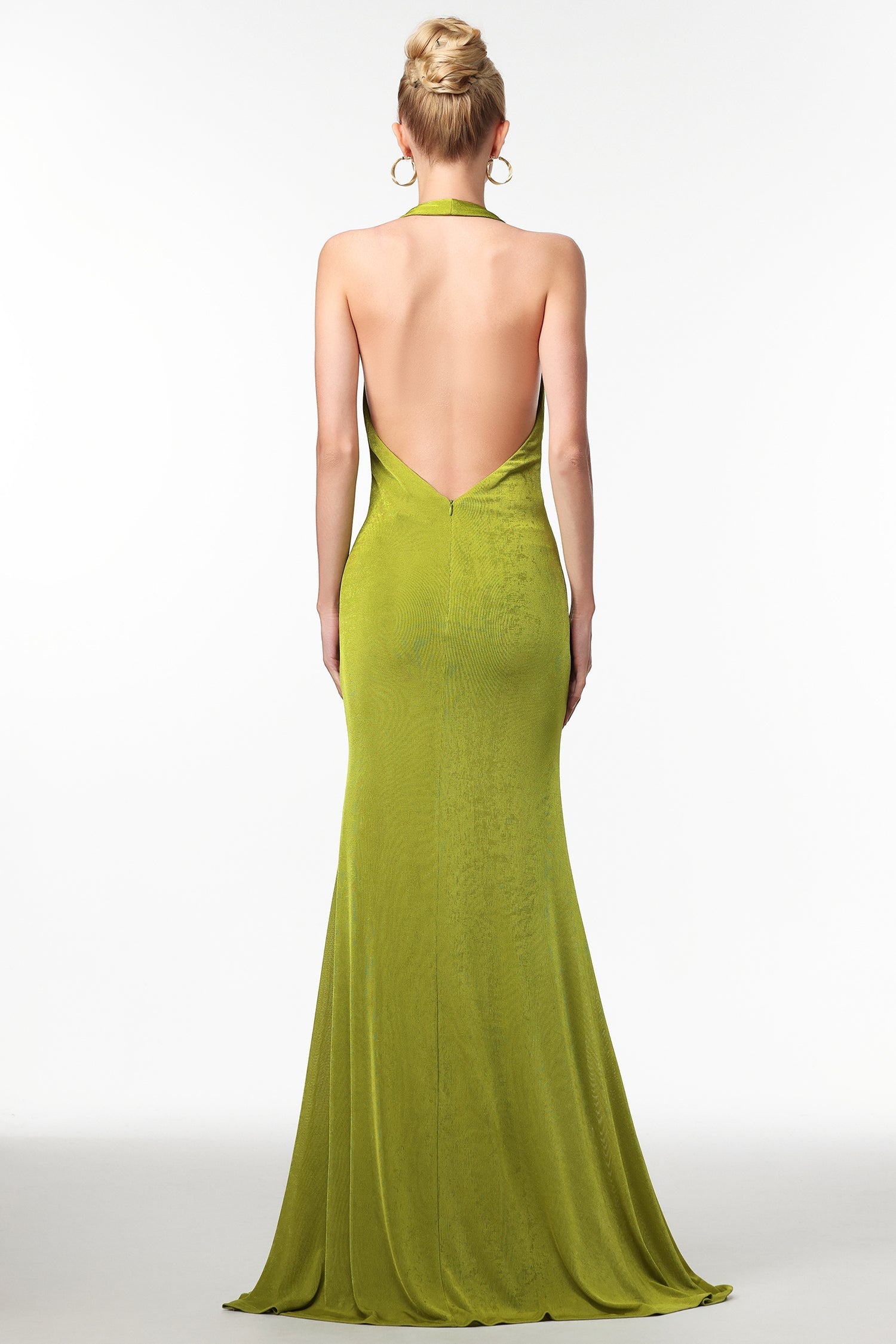 Jalila Sexy Contour V Neck Ruched Knot Slit Knit Maxi Dress D250904202