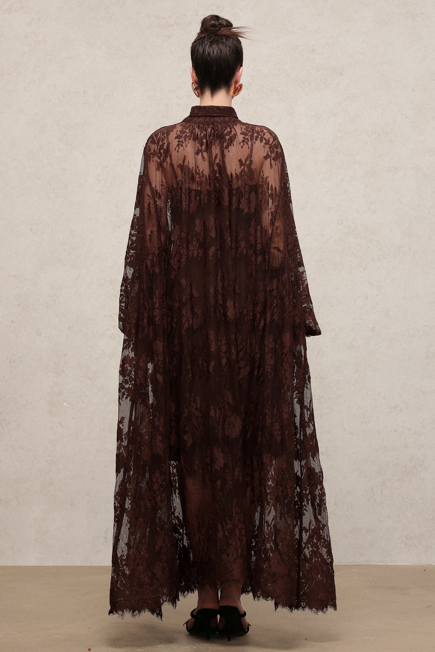 Deliyn Resort Flowy Long Sleeve Embroidered Mesh Lace Maxi Dress C251000037