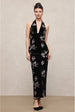Velma Vintage Romantic V Neck Sleeveless Sequin Embroidered Velvet Maxi Dress by Skye&Iris
