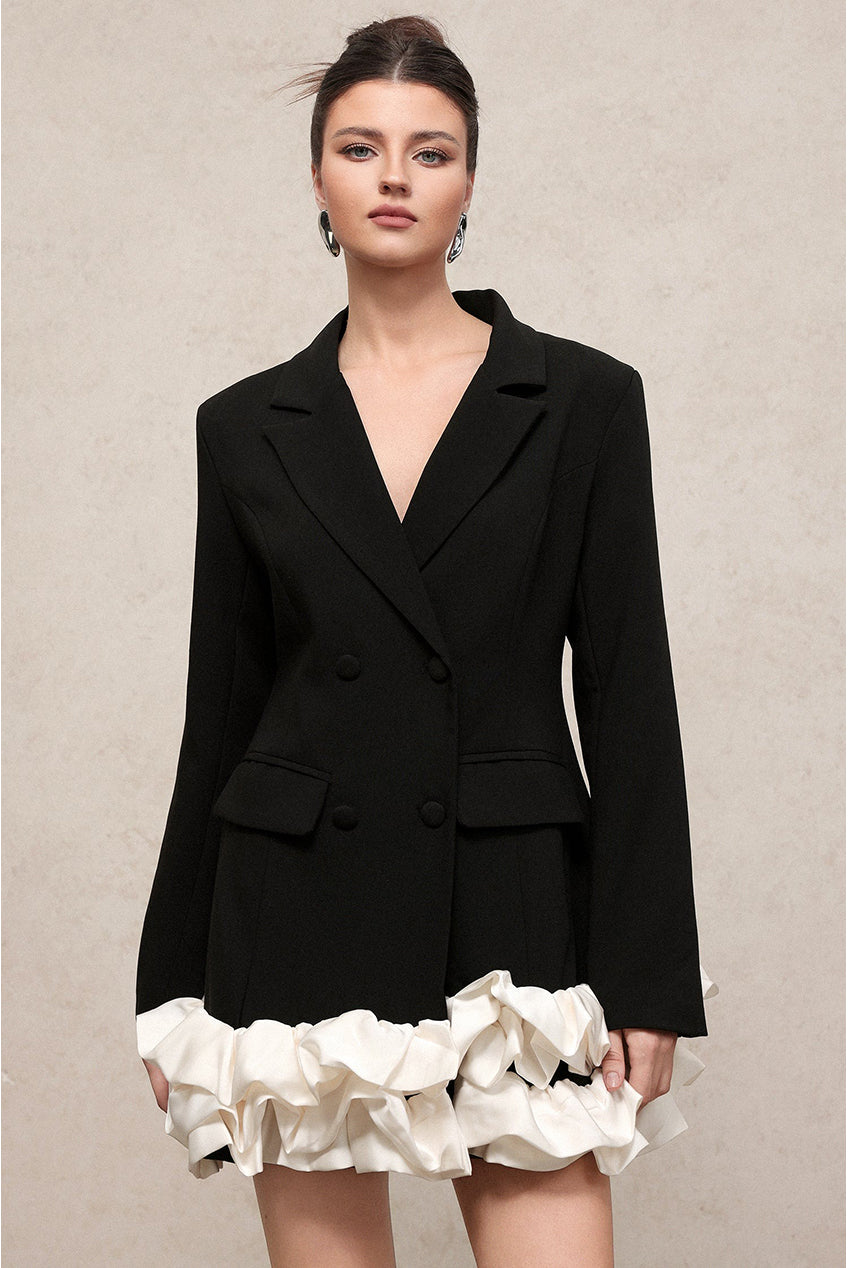 Leonie Elegant Tailored Long Sleeve Woven Mini Dress C251000027