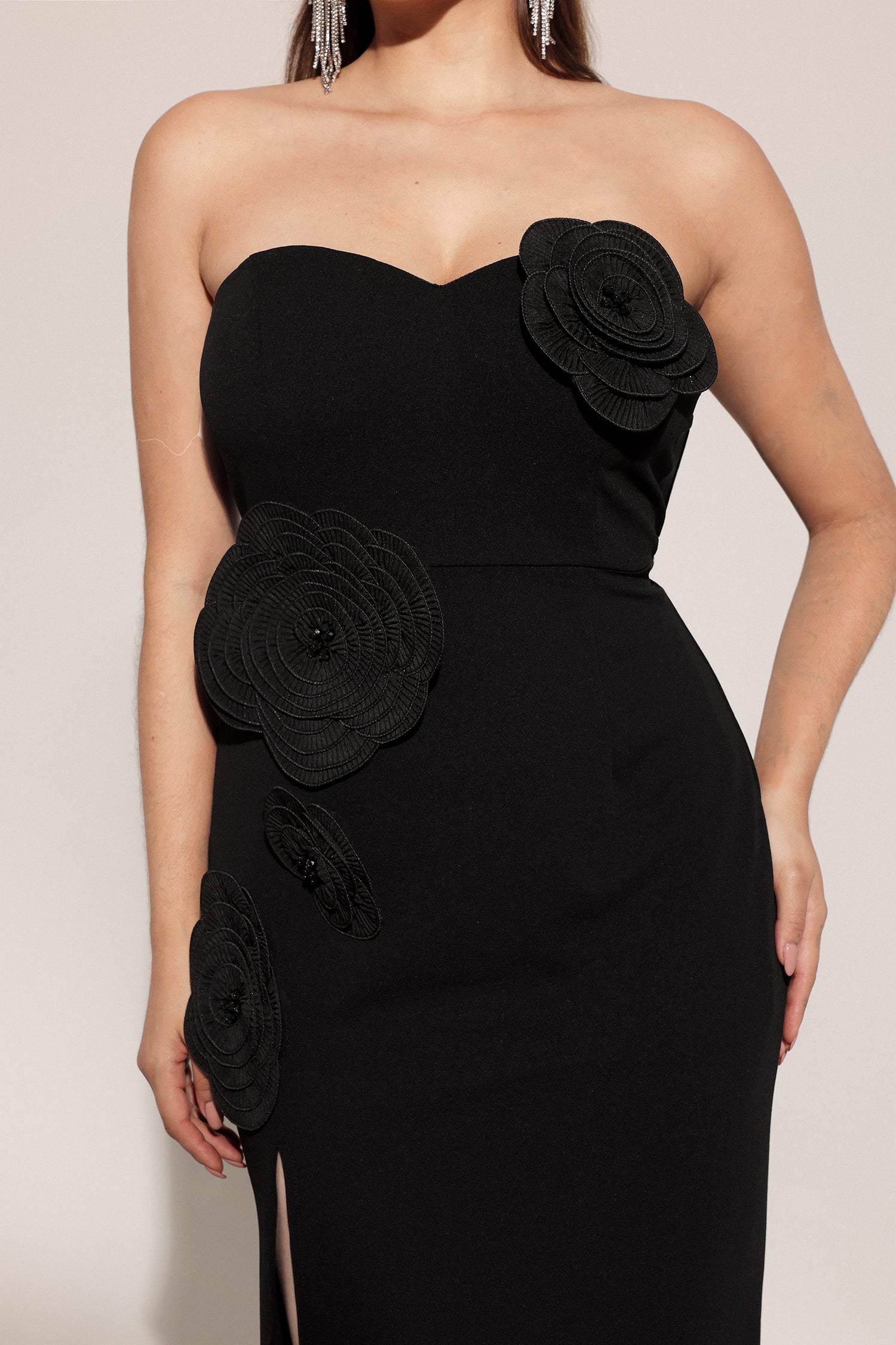 Stretchy Sleeveless Flowers Slit Bandage Maxi Dress D250701537