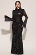 Eurien Choker Long Sleeve Diamond Maxi Dress by Bella Barnett