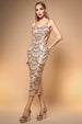 Teresa Pearl Sequin Gold Midi Dress by Bella Barnett